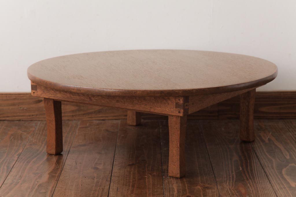 アンティーク家具　ラワン材　懐かしさ感じる木味のレトロなちゃぶ台(座卓、ローテーブル)(R-037426)