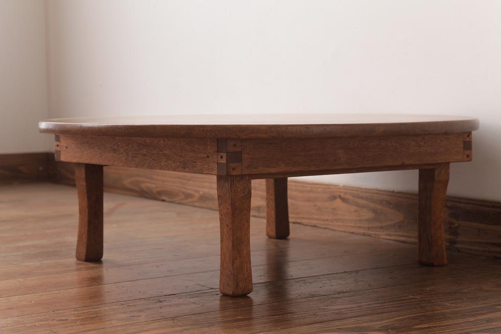 アンティーク家具　ラワン材　懐かしさ感じる木味のレトロなちゃぶ台(座卓、ローテーブル)(R-037426)