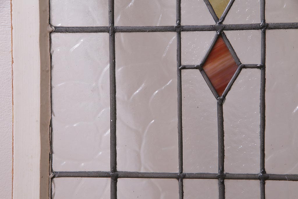 アンティーク建具　イギリスアンティーク　ステンドグラスのペイントフィックス窓・小(明り取り)(R-037515)