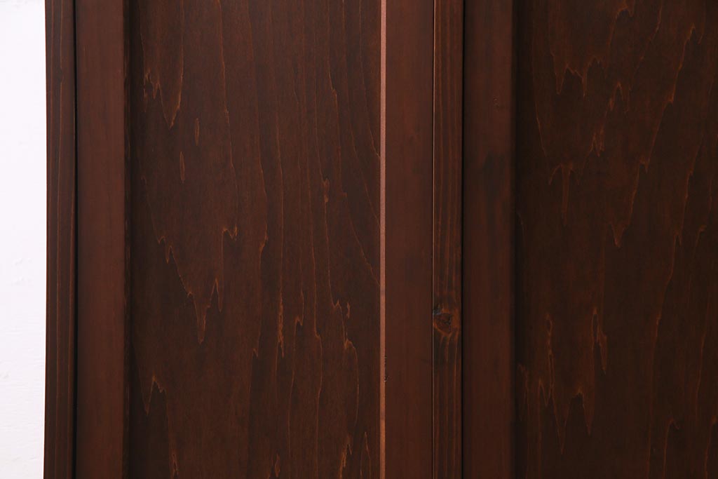 ラフジュ工房オリジナル　ヒノキ無垢材・ヒバ材　モールガラスがレトロな雰囲気を放つ2人用ロッカー(収納棚、戸棚)(R-037542)