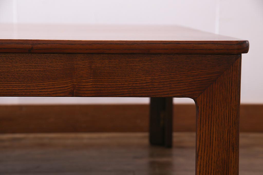レトロ家具　エンジュ(槐)材　漆塗り　折り畳み式の珍しい座卓・大(ローテーブル)(R-037546)