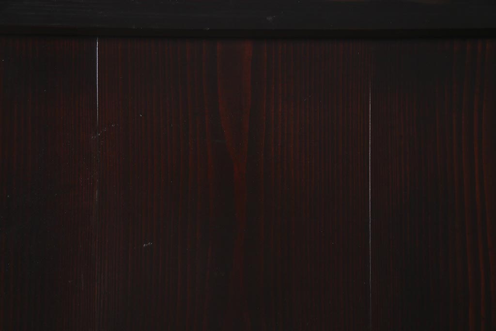 アンティーク建具　明治大正期　チェッカーガラス・モールガラス・色ガラス　ステンドグラスがお洒落な板戸1枚(建具、ガラス帯戸、引き戸)(R-037577)