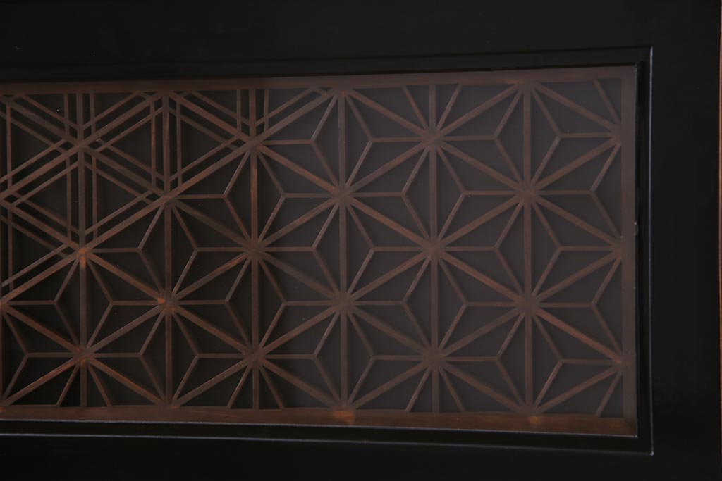 ラフジュ工房オリジナル　欄間リメイク　両面ガラス　横長　凝ったデザインの組子がおしゃれな壁付け照明(ウォールランプ)(R-037626)