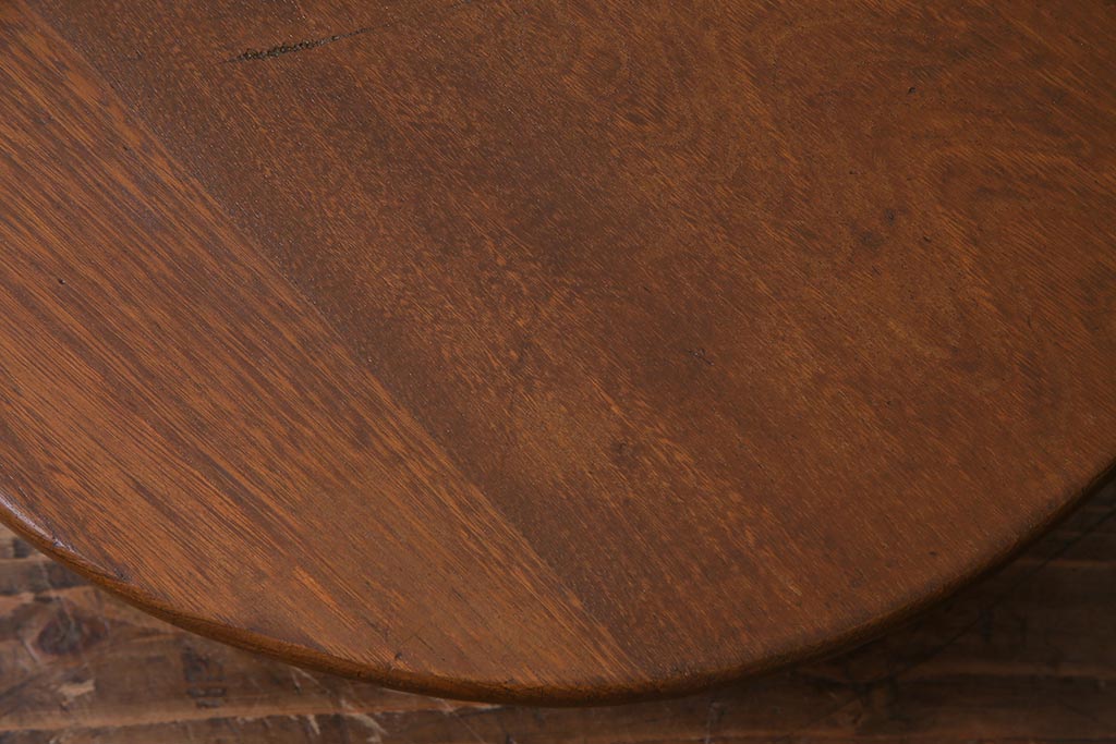 アンティーク家具　和製アンティーク　昭和初期　栓材　素朴なぬくもりが魅力のレトロな丸ちゃぶ台(座卓、ローテーブル、花台)(R-037690)