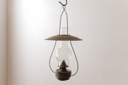 アンティーク照明　和製アンティーク　グリーンの縁がアクセントのシンプルな吊り下げ照明(天井照明、ペンダント照明、シェード、電笠)(R-049532)