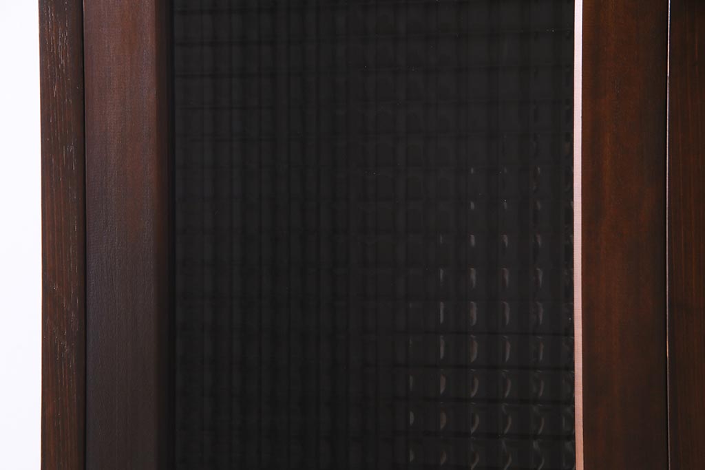 ラフジュ工房オリジナル　ヒノキ無垢材・ヒバ材　チェッカーガラス入り　ノスタルジックな雰囲気漂う3人用ロッカー(ワードローブ)(R-037783)