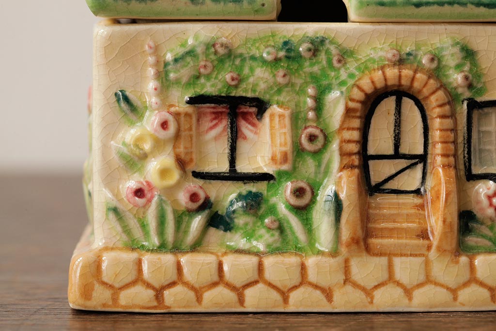 ヴィンテージ雑貨　イギリス　Keele St. Pottery(KSP)　COTTAGEWARE(コテージウェア)　ミルクジャグ&シュガーポット(クリーマー、ビンテージ)(R-037820)