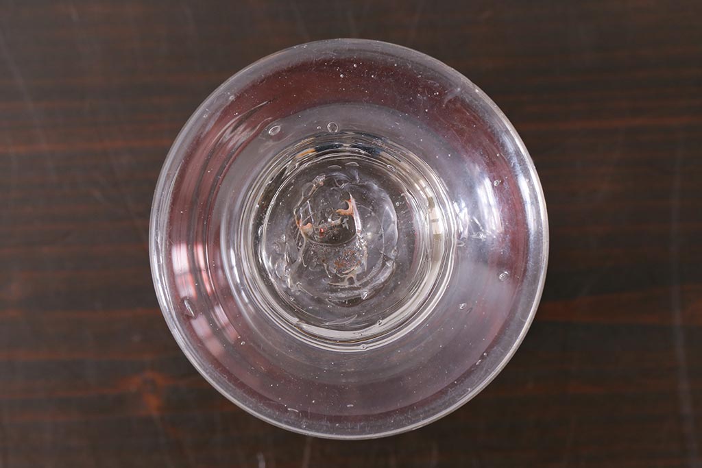 アンティーク雑貨　古民具・骨董　大正期　赤縁氷コップ(吹きガラス)(R-037842)