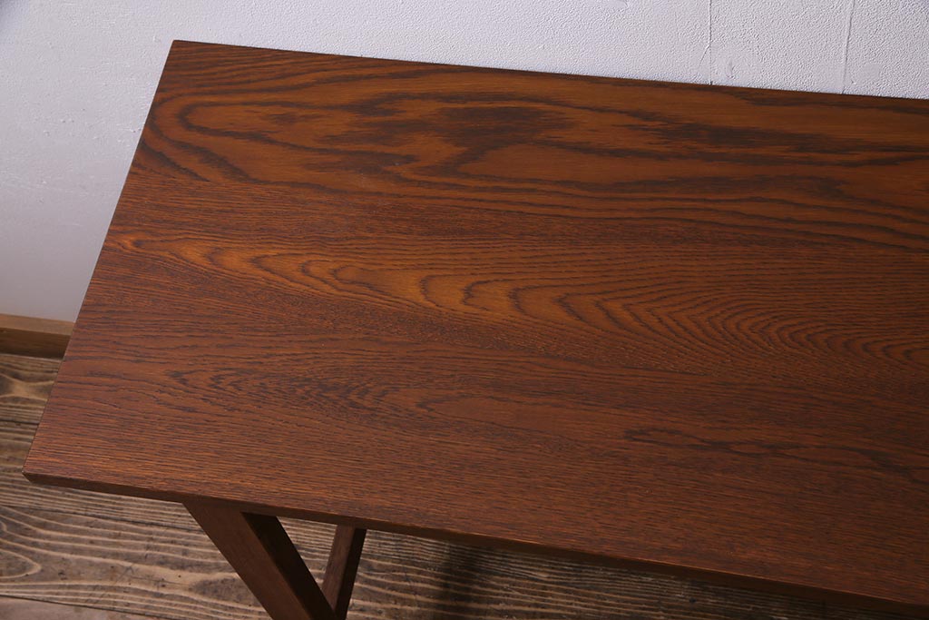 ビンテージ家具　和製ビンテージ　天板オーク材　木の味わい深さが魅力!横型のリメイクカウンターテーブル(コンソールテーブル)(R-037967)
