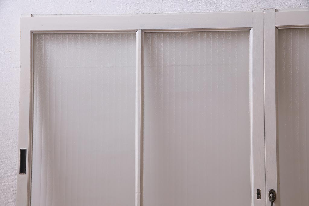 アンティーク家具　昭和中期　ナチュラルインテリアにぴったりなペイントガラス戸2枚セット(引き戸、建具)(R-038028)