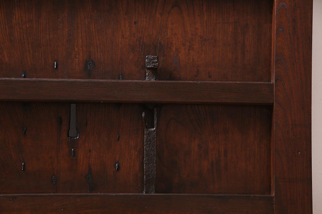 和製アンティーク　明治大正期　総ケヤキ材　重厚かつ上品な佇まいの松本蔵戸(建具、引き戸、玄関戸)(R-038156)