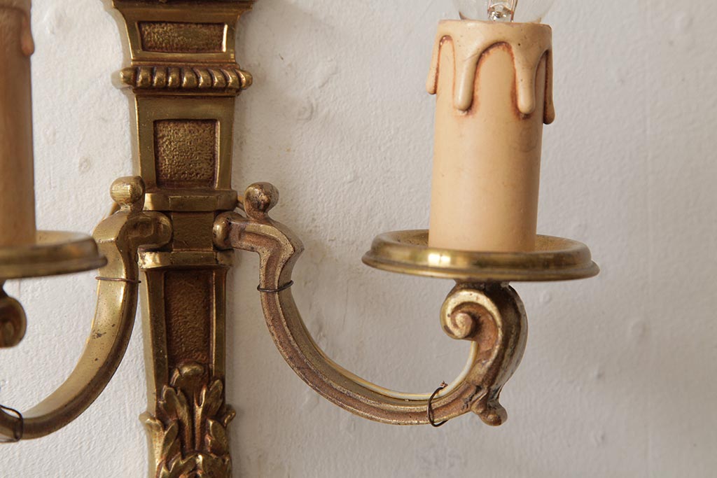 アンティーク照明　フランスアンティーク　真鍮製　オリエンタルな雰囲気が魅力的なウォールランプ(壁掛け照明、壁付け照明)(R-038312)
