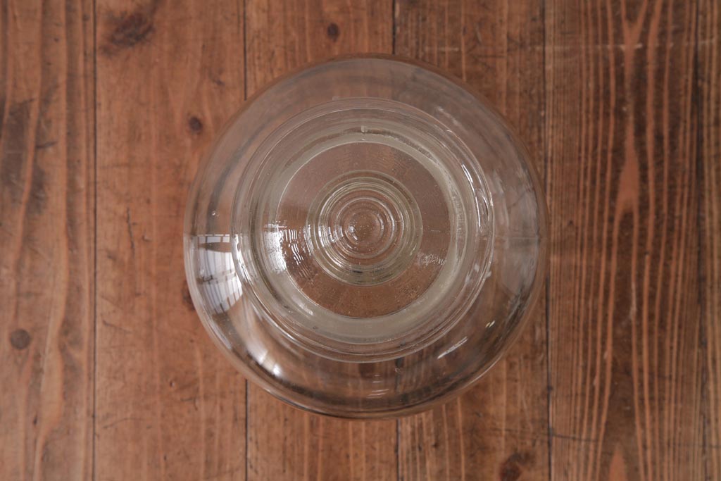レトロ雑貨　昭和レトロ　蓋付き　おしゃれなディスプレイにおすすめなガラスビン(ガラス瓶、キャニスター)(R-038417)