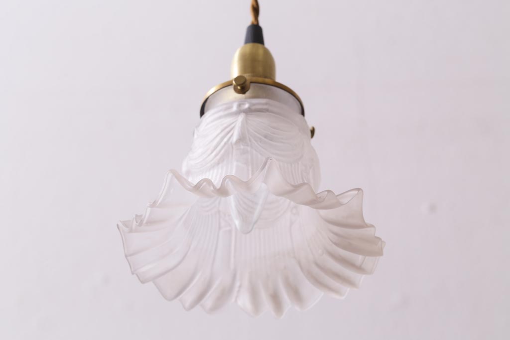 フランスアンティーク　フリルやドレープのデザインが可愛らしいペンダントライト(天井照明)(R-038476)