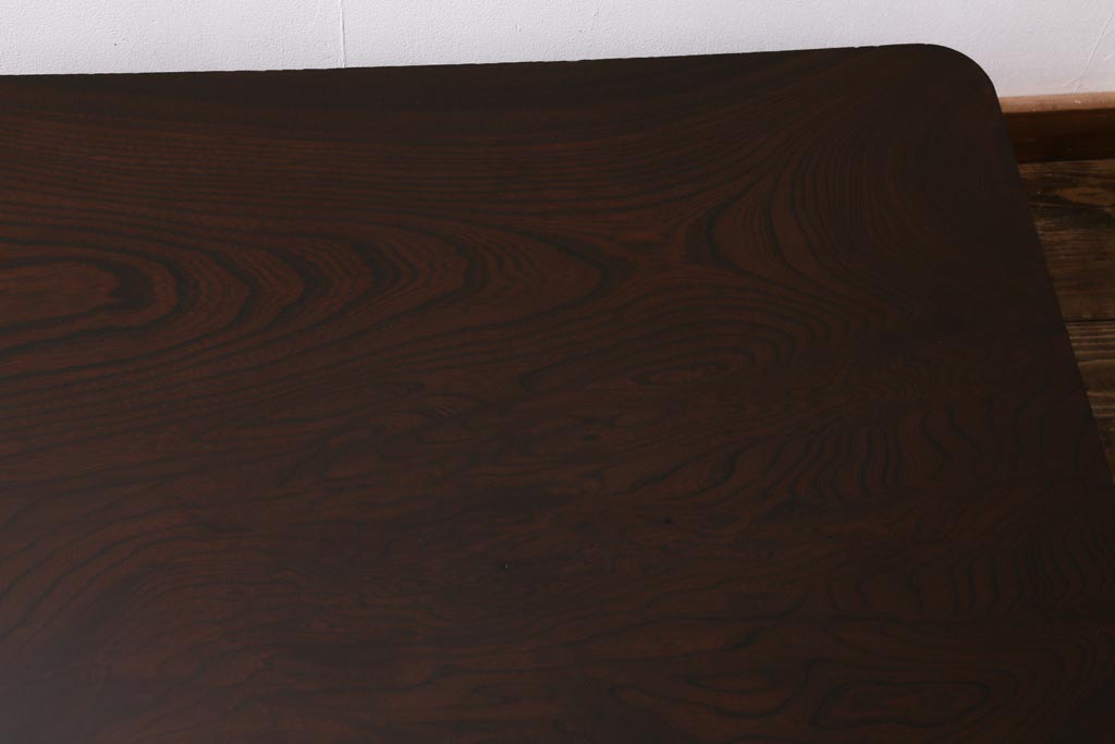 アンティーク家具　大正昭和初期　総ケヤキ材　天板一枚板　高級感漂う大振りの角ちゃぶ台(座卓、ローテーブル)(R-038516)