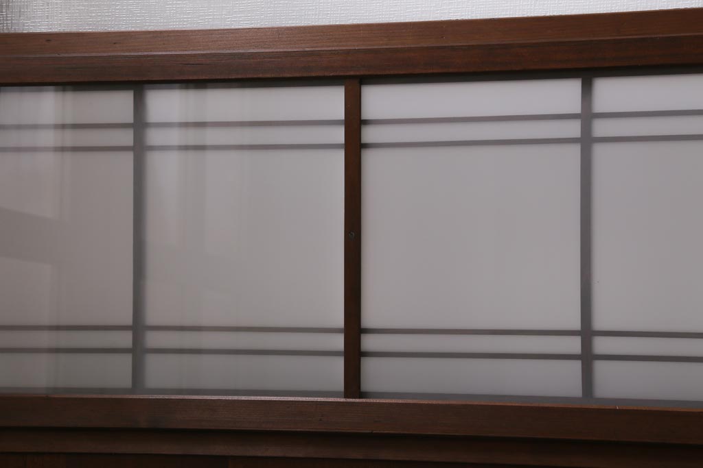 アンティーク建具　和製アンティーク　昭和中期　組子のデザインがおしゃれなガラス戸4枚セット(建具、引き戸)(R-038796)