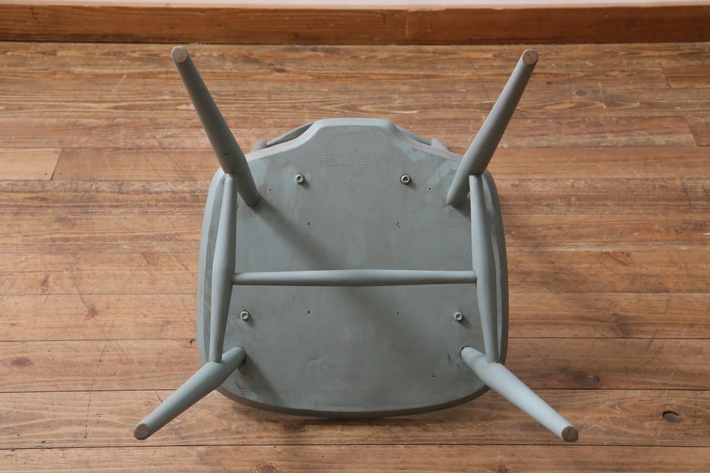 ペイント家具　イギリスヴィンテージ　ERCOL(アーコール)　希少!淡いカラーが優しげな雰囲気のラダーバックチェア(ダイニングチェア、椅子、ビンテージ)(R-038879)