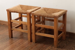 ビンテージ家具　松本民芸家具　初期モデル　ラッシスツール2脚セット(チェア、椅子)(R-038895)