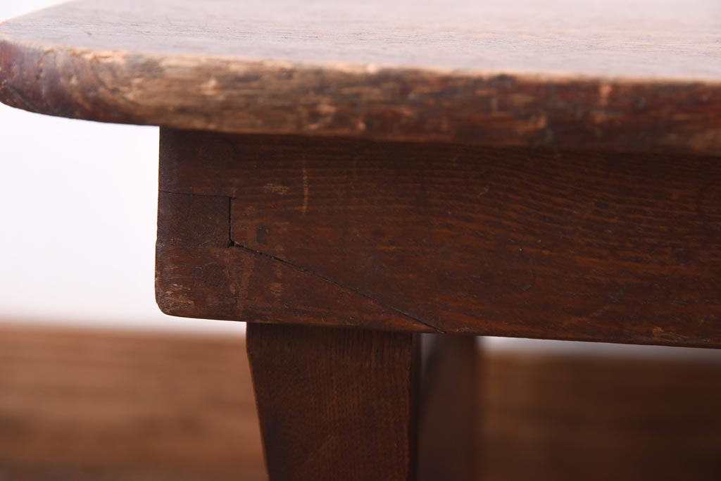 レトロ家具　和製アンティーク　昭和初期　栓材　レトロな雰囲気ただよう角ちゃぶ台(折りたたみテーブル、座卓、ローテーブル)(R-039211)