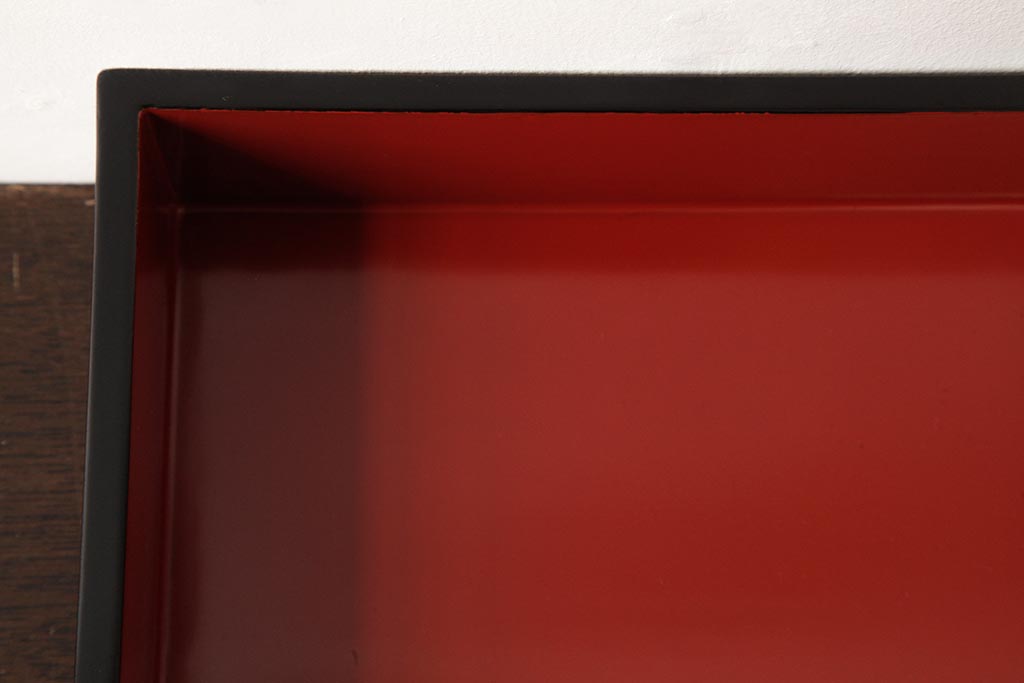 アンティーク雑貨　伝統工芸　輪島塗　漆塗り　共箱　蔦紋重箱・台付き(お重、重台、漆器)(R-039307)