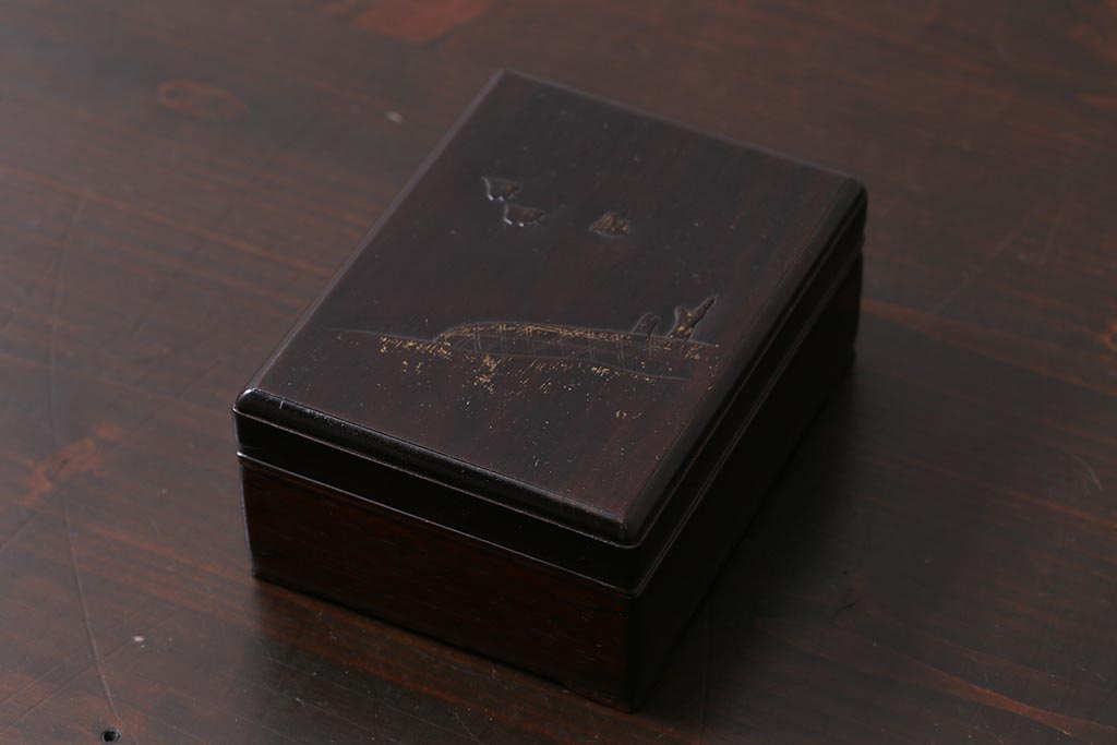 アンティーク雑貨 和製アンティーク 波千鳥 唐木小箱(小物入れ、木箱)(R-039309) | ラフジュ工房