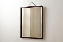 リメイク　北海道民芸家具　シンプルな木製フレームのミラー(鏡)(R-039356)