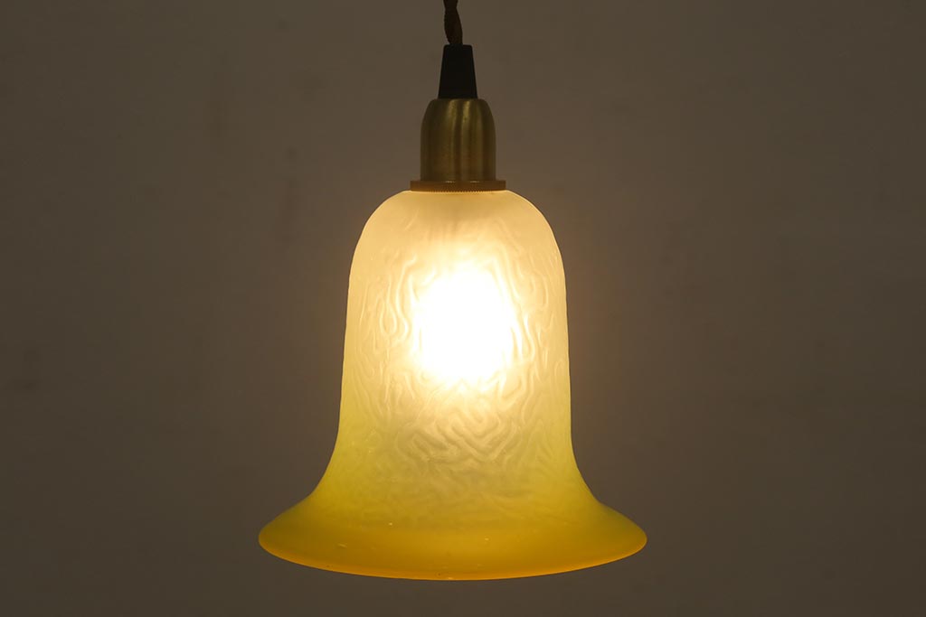 アンティーク照明　フランスアンティーク　ベルのような形が愛らしいペンダントライト(天井照明、シェード)(R-039387)