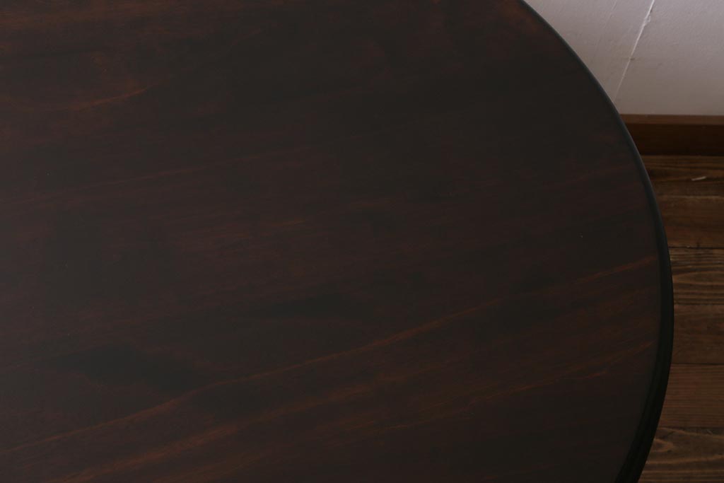中古　北海道民芸家具　モダンでシックな佇まいの円形テーブル(サイドテーブル、カフェテーブル)(R-039511)