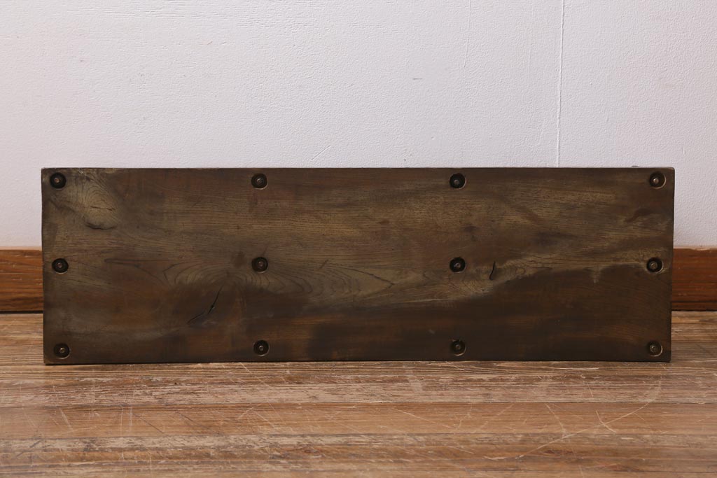 アンティーク雑貨　大正昭和初期　栓材一枚板　金属フレームと木の組み合わせが格好良い大型サイズの本立て(ブックスタンド)(R-039606)