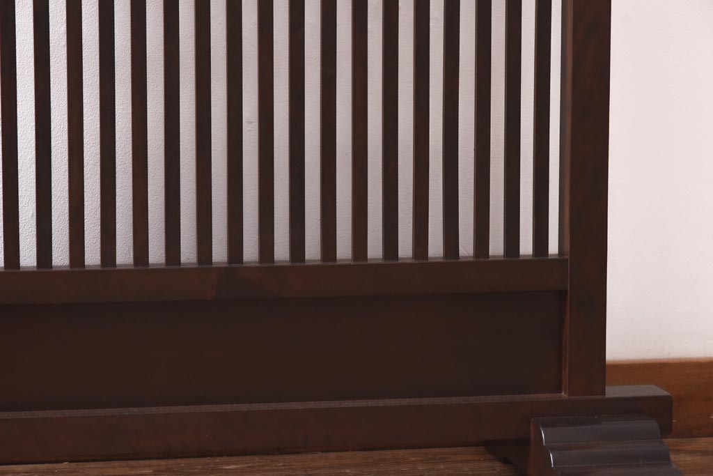 ヴィンテージ家具　松本民芸家具　格子のデザインが上品なC型衝立(つい立て、パーテーション、ビンテージ)(定価約14万円)(R-039609)