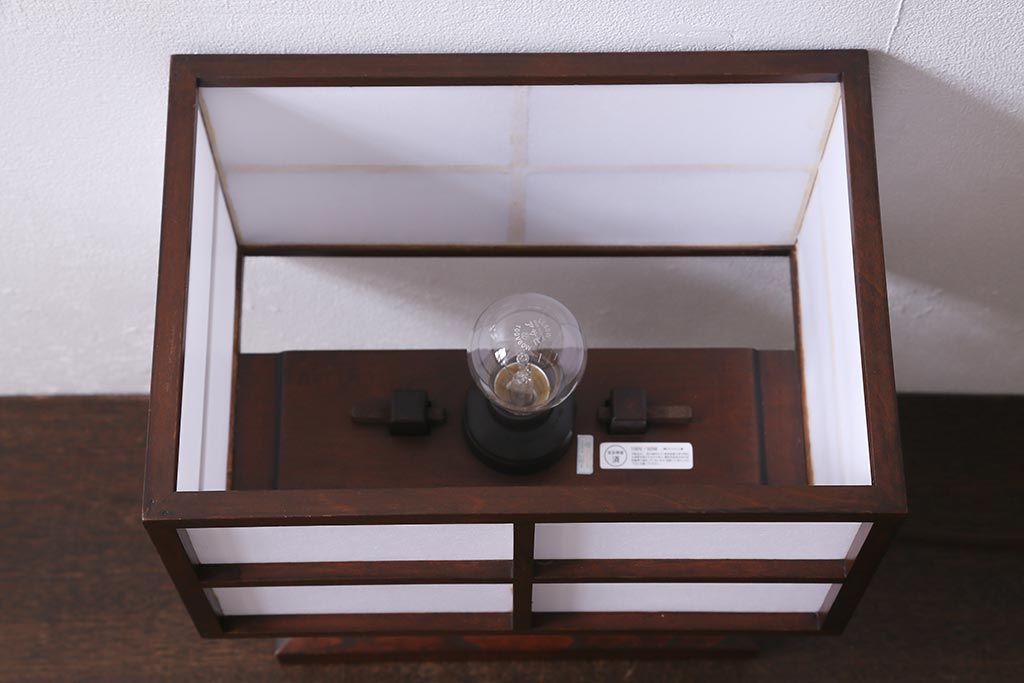 中古　民芸家具　和モダンスタイルに活躍する置行灯風スタンドライト(フロアライト、スタンド照明)(R-039736)