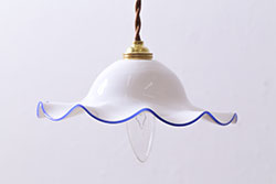 アンティーク照明　ジャンク品　シンプルでレトロな平笠シェードのペンダントライト2個セット(天井照明、吊り下げ照明、電笠)(R-050103)