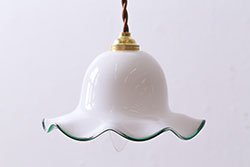 アンティーク照明　激レア!　アールデコ調の装飾が魅力的な球体ガラスのペンダントライト(天井照明、吊り下げ照明)(R-039195)