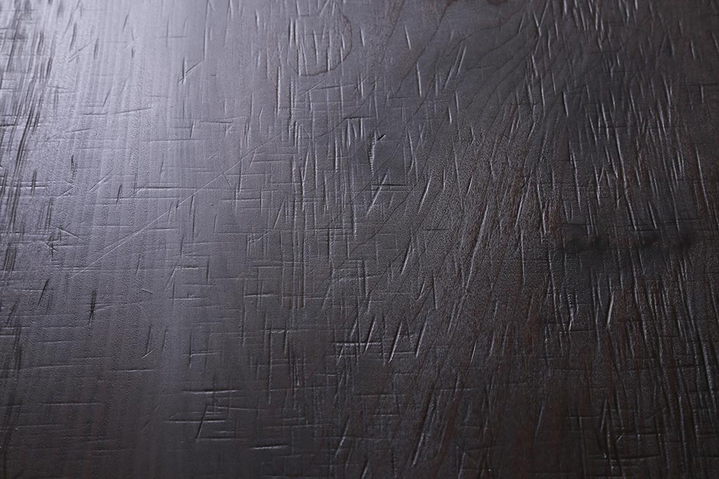 アンティーク家具　古材一枚板リメイク　朴の木　使いこまれた木肌が味わい深い鉄脚テーブル(コンソールテーブル、作業台)(R-039963)
