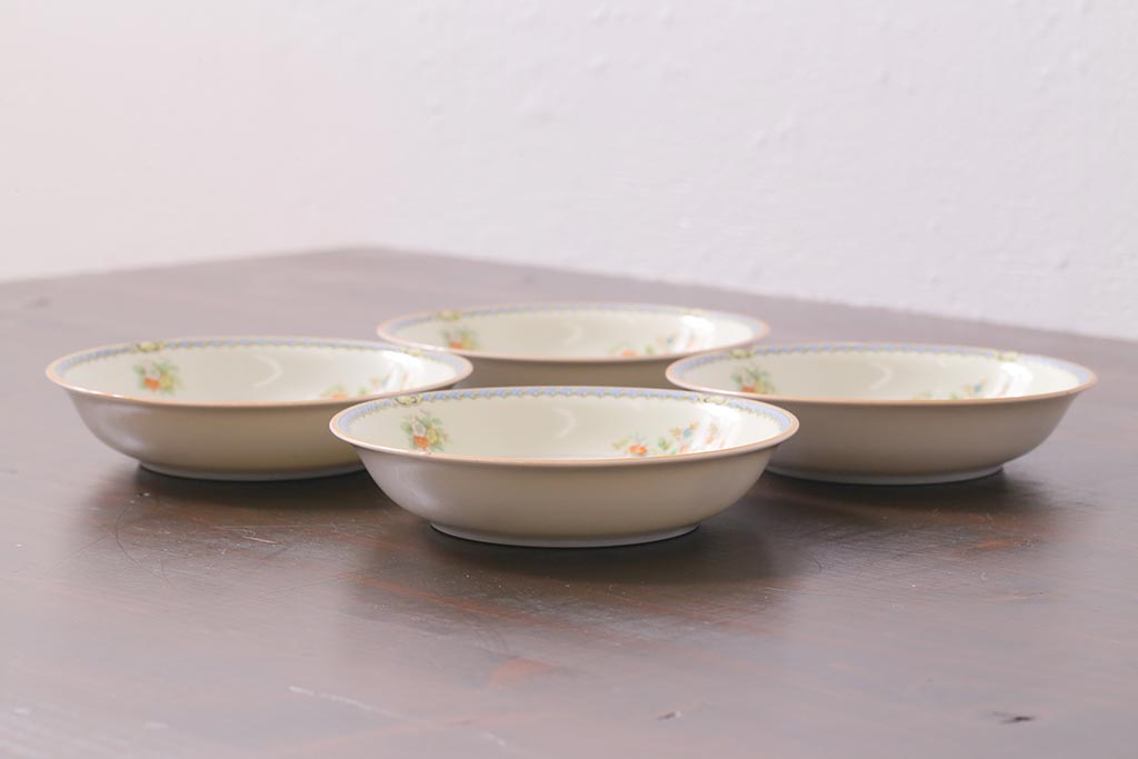 アンティーク雑貨　昭和中期　オールドノリタケ　小皿4枚セット(プレート、洋食器)(R-040035)
