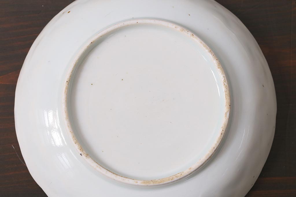 アンティーク雑貨　江戸明治期　白磁陽刻なます皿3枚セット(中皿、和食器)(R-040064)