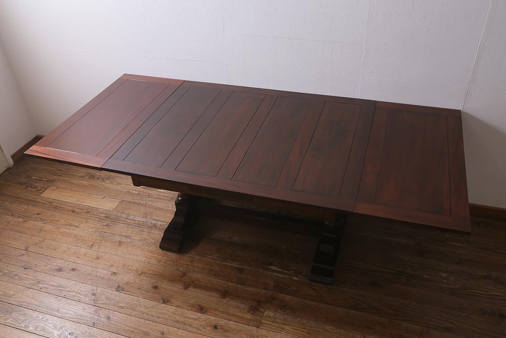 アンティーク家具　マホガニー材　日本製のシックなエクステンションテーブル(ダイニングテーブル)(R-040165)