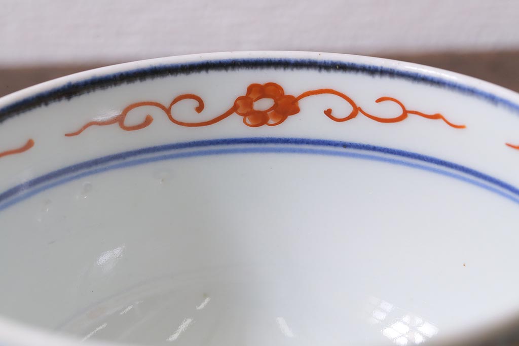 アンティーク雑貨　明治期　染付色絵茶碗2客セット(和食器)(R-040196)