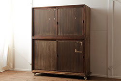 レトロ家具　桐材 書類収納に便利な木製の重ね戸棚(収納棚、キャビネット)(R-040526)