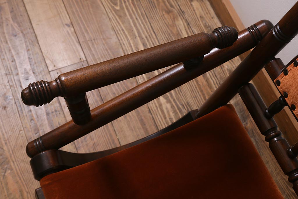 中古　松本民芸家具　D型　ロッキングチェア(アームチェア、揺り椅子)(R-040678)
