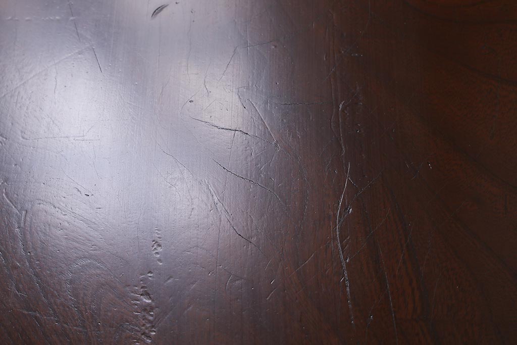 アンティーク家具　大正昭和初期　総ケヤキ材　一枚板　和の風情漂う角ちゃぶ台(折りたたみテーブル、座卓、ローテーブル)(R-040733)