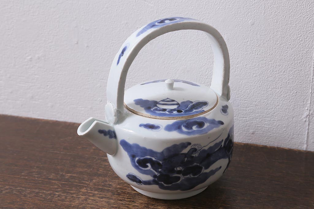 江戸中期 古伊万里 雲龍文 染付 銚子(急須、水注)(R-040741