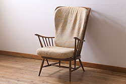 ヴィンテージ家具　ERCOL(アーコール)　エバーグリーン　エレガントな雰囲気漂う1人掛けイージーチェア(ラウンジチェア、アームチェア、椅子、ソファ、ビンテージ)(R-040772)