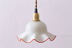 昭和レトロ　柔らかな光を作り出す平笠シェードのペンダントライト(天井照明、吊り下げ照明、電笠)(2)