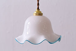 昭和レトロ　マーブル模様のガラスがお洒落な天井照明(かきあげ電傘、ペンダントライト、吊り下げ照明)(R-048161)