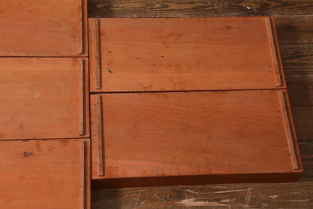 アンティーク雑貨　昭和初期　懐かしさ漂う木製のばんじゅう5個セット(番重、木箱)(R-040854)