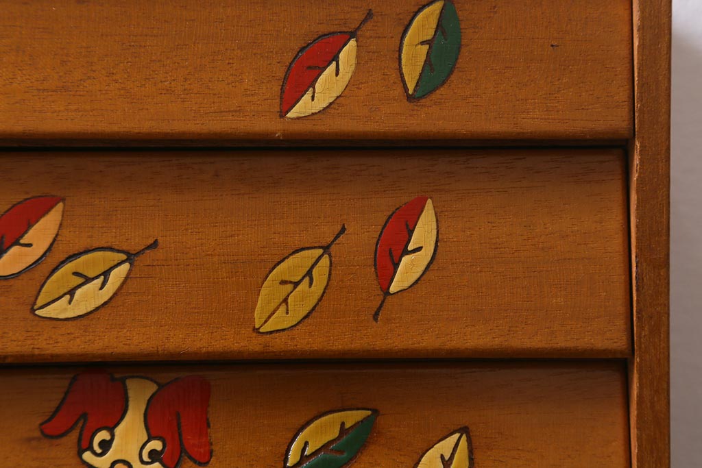 レトロ雑貨　昭和レトロ　希少　ままごと　かわいらしい木製の小さなタンス(チェスト、おもちゃ、玩具)(R-040858)