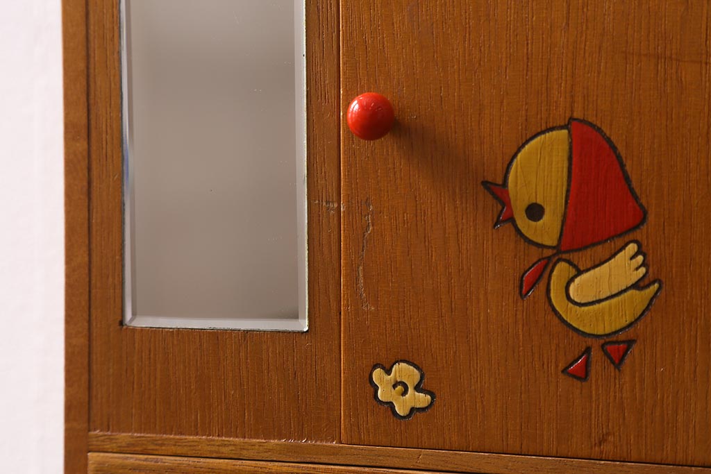 レトロ雑貨　昭和レトロ　希少　ままごと　かわいらしい木製の小さなワードローブ(おもちゃ、玩具)(R-040860)