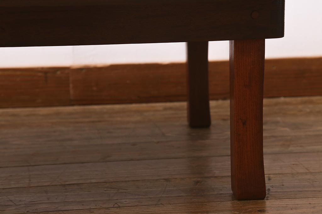アンティーク家具　和製アンティーク　昭和中期　栓材　味わい深い木目が目を引く角ちゃぶ台(折りたたみテーブル、座卓、ローテーブル)(R-040903)