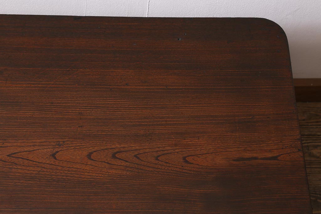 レトロ家具　ちゃぶ台リメイク　栓材　くっきりとした木目が魅力のセンターテーブル(ローテーブル)(R-040934)
